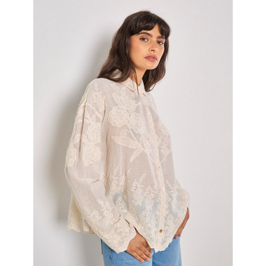 APRICOT Camicia ricamata con orlo smerlato  