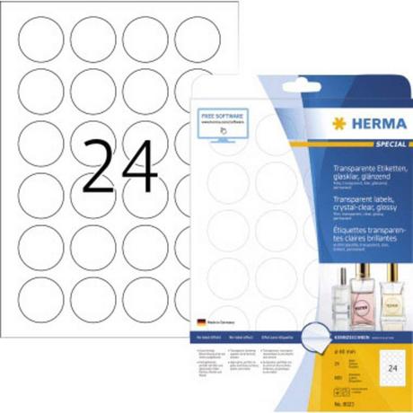 HERMA Folien-Etiketten Ø 40 mm Folie, glänzend Transparent 600 St. Permanent haftend Laserdrucker, Kopiere  