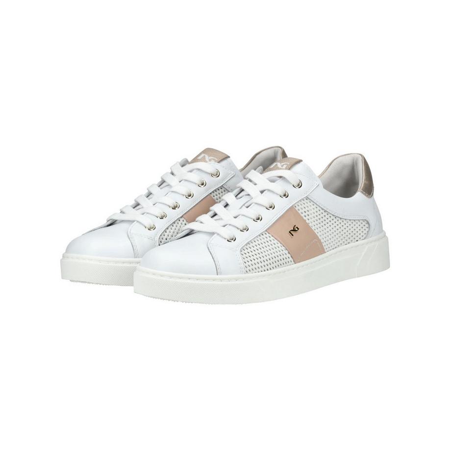 Nero Giardini Sneaker bianca con inserto mesh e dettagli metallici  