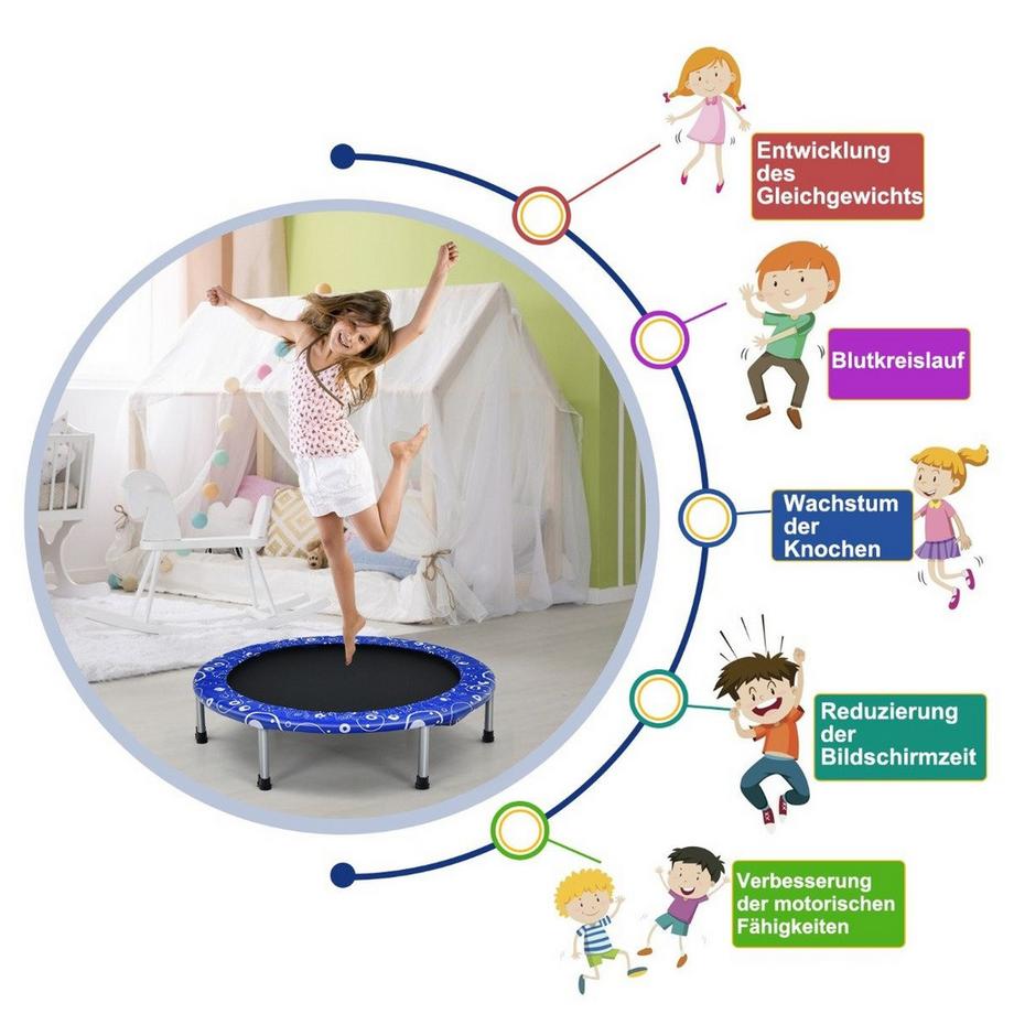 Northix  Kindertrampolin Mini-Trampolin klappbares Trampolin für Kleinkinder Blau + 