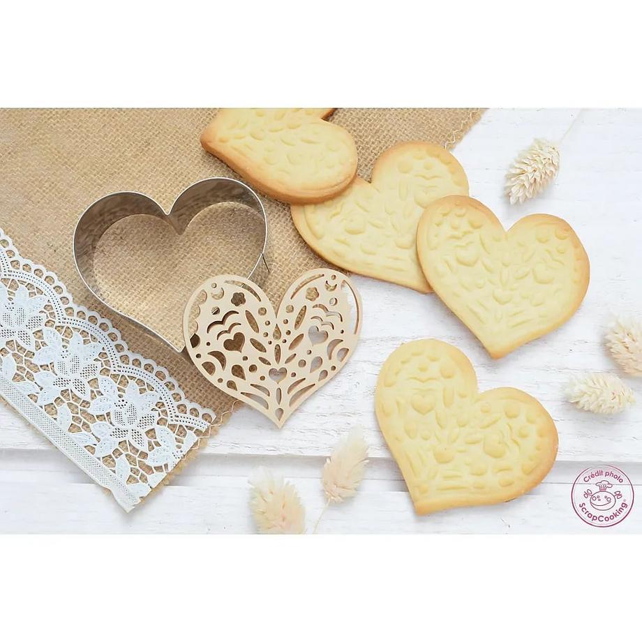 ScrapCooking Emporte-pièce + tampon en bois Cœur  