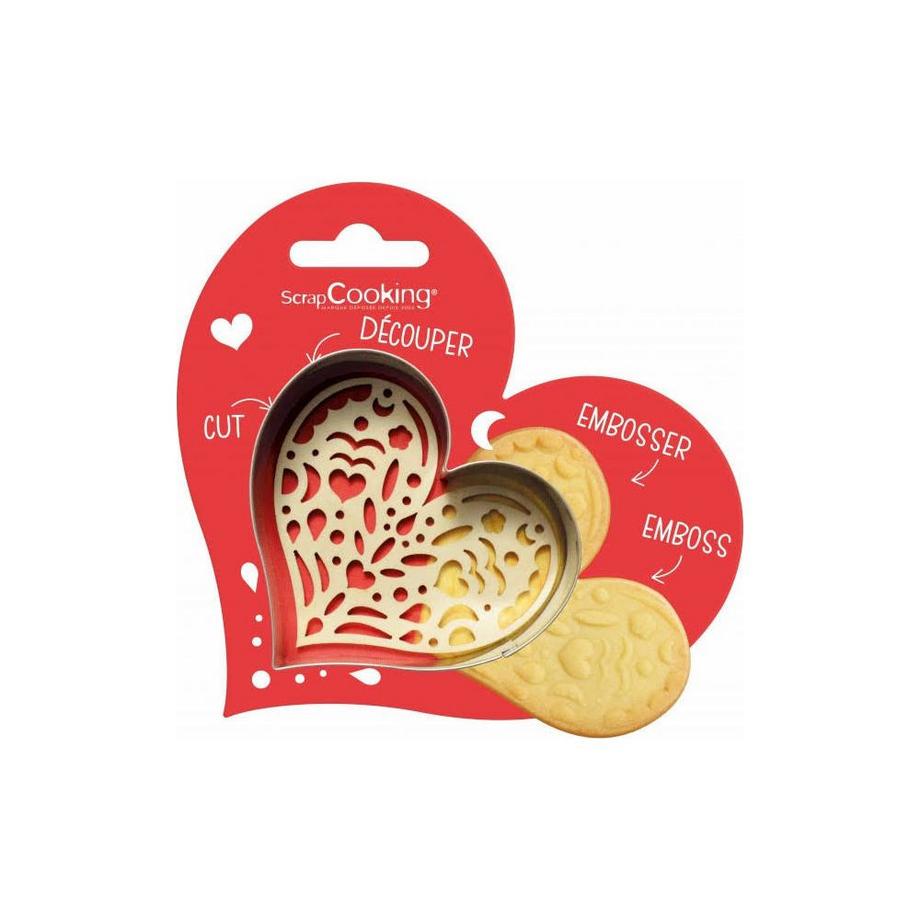 ScrapCooking Emporte-pièce + tampon en bois Cœur  