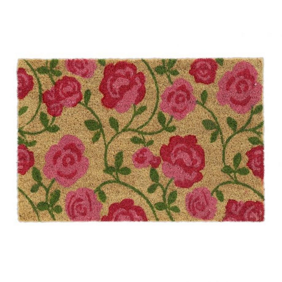 Paillasson en fibre de coco avec de belles roses