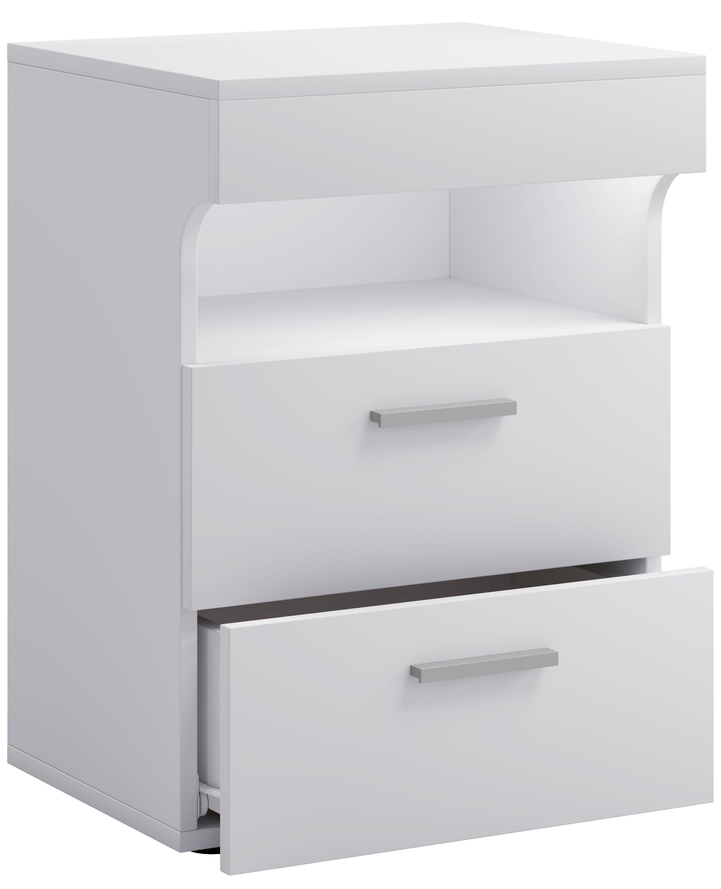 VCM Nachtschrank | Beistelltisch mit zwei Schubladen | Nachttisch | Maße ca. H. 61 x B. 45 x T. 39 cm - Slepal L  