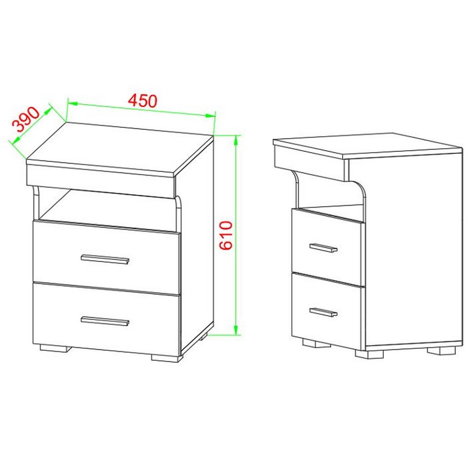 VCM Table de nuit Table d'appoint Porte pivotante Console Boxspring Table de nuit Slepal L  