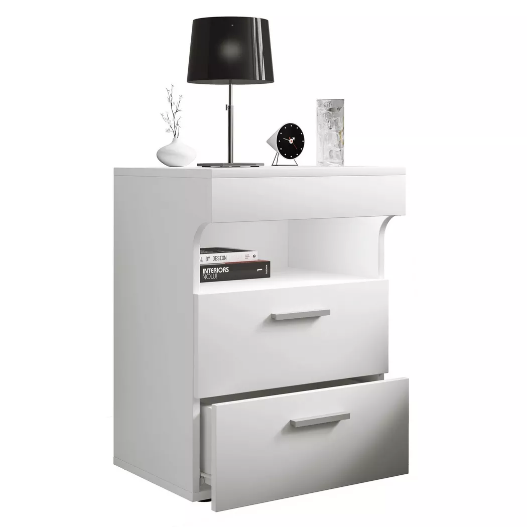 VCM - Table de nuit Table d'appoint Porte pivotante Console Boxspring Table de nuit Slepal L, One Size, Blanc