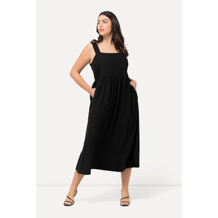 Ulla Popken Leinenmix A-Linie Ärmelloses Kleid mit Taschen  