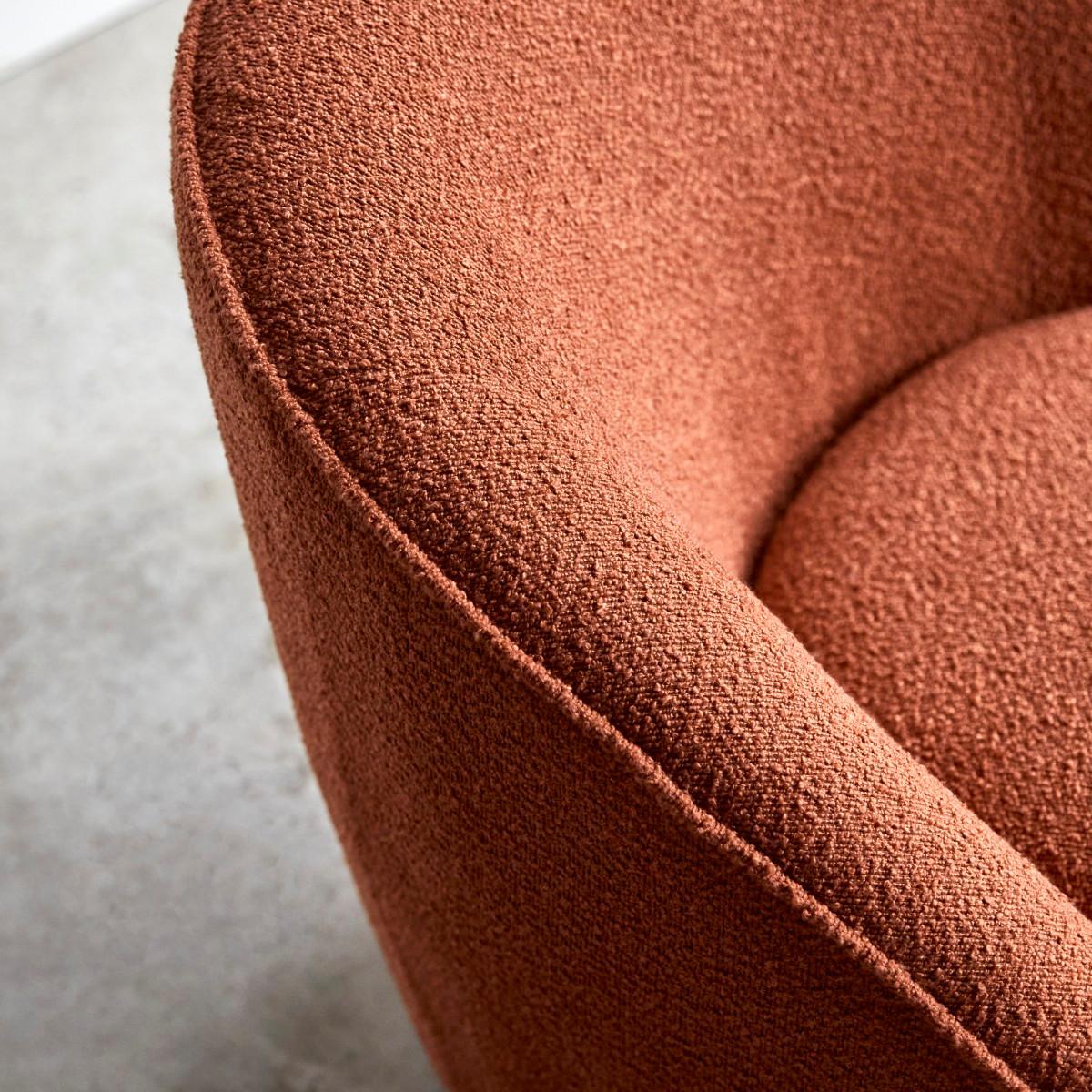 Tikamoon Fauteuil 1 place en acacia massif et tissu terracotta Soren  