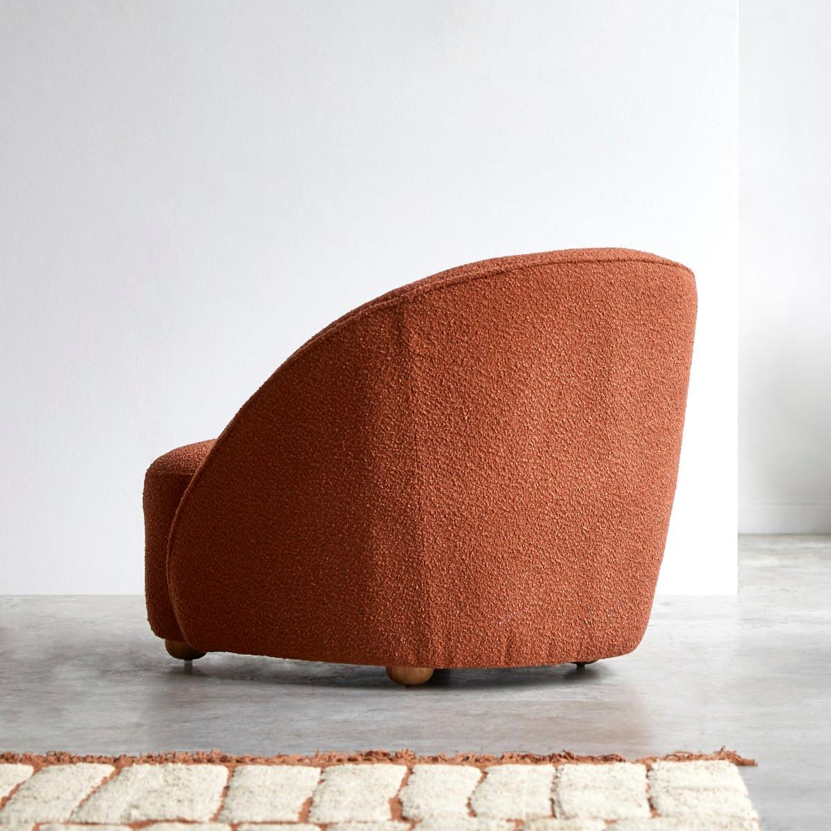 Tikamoon Fauteuil 1 place en acacia massif et tissu terracotta Soren  