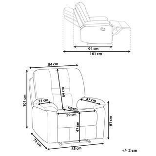 Beliani Fauteuil inclinable électrique en Velours Moderne BERGEN  