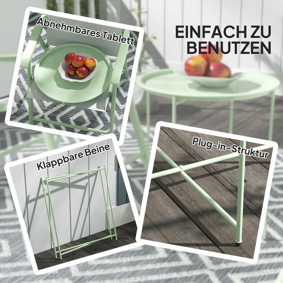 Northio Beistelltisch klappbar Gartentisch Ø46 x 50 cm Rund wetterfest Balkontisch mit klappbar Tischbeine Campingtisch Klapptisch Kaffeetisch für Wohnzimmer Büro Outdoor Indoor Grün Aosom  