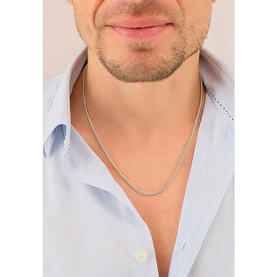 MUAU Schmuck  Collier Panzer Weissgold 750, 2.7mm, 45cm 