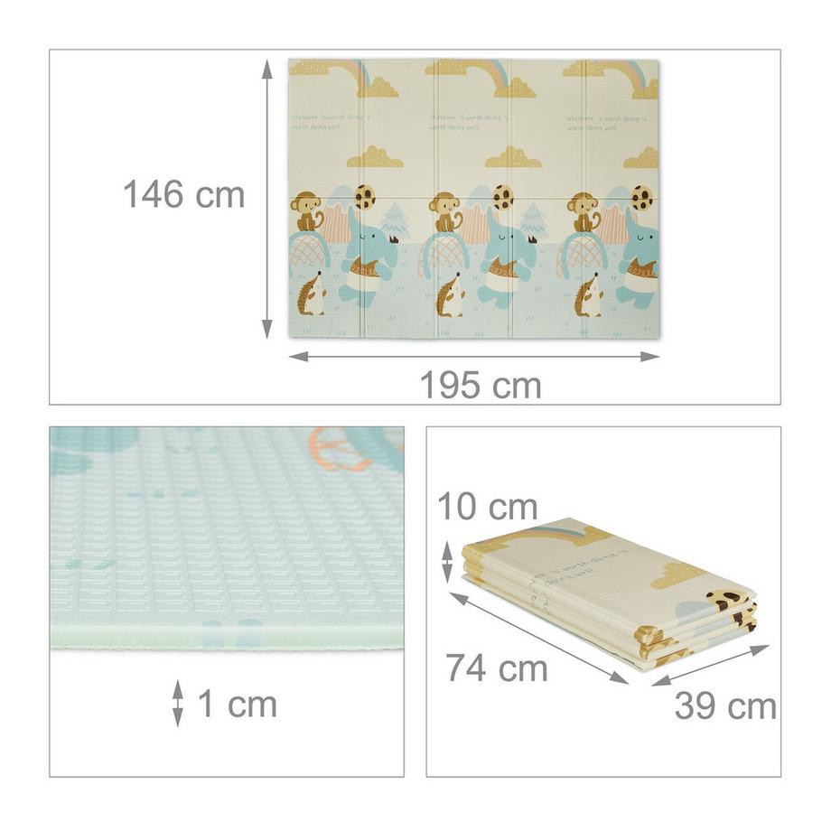 B2X Faltbare Spielmatte mit Tiermotiven  