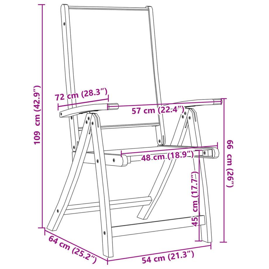 VidaXL Chaise de jardin pliante bois d'acacia  