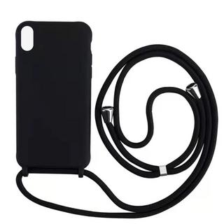 mobileup  Silikon Case mit Kordel iPhone XS Max - Black 