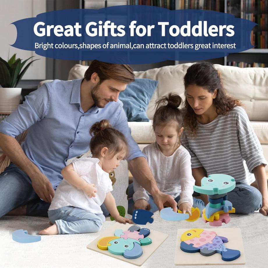 Activity-board  Puzzle en bois pour enfants, puzzle en bois 3D pour enfants, jouet en bois avec sac de rangement 