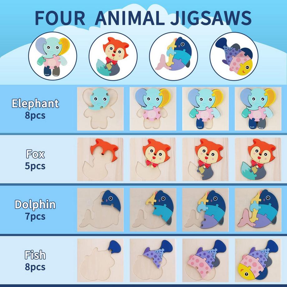 Activity-board  Puzzle en bois pour enfants, puzzle en bois 3D pour enfants, jouet en bois avec sac de rangement 