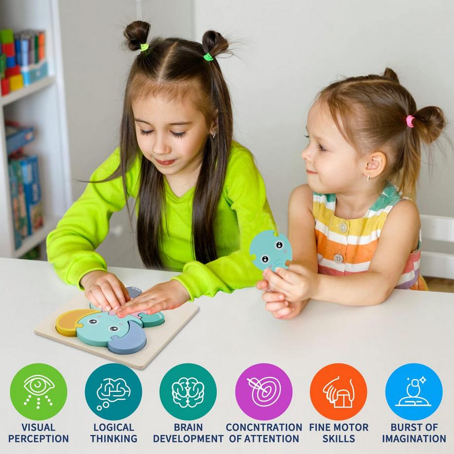 Activity-board  Puzzle en bois pour enfants, puzzle en bois 3D pour enfants, jouet en bois avec sac de rangement 