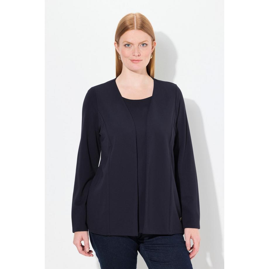 Ulla Popken 2-in-1 Sweatjacke Rundhals Langarm  