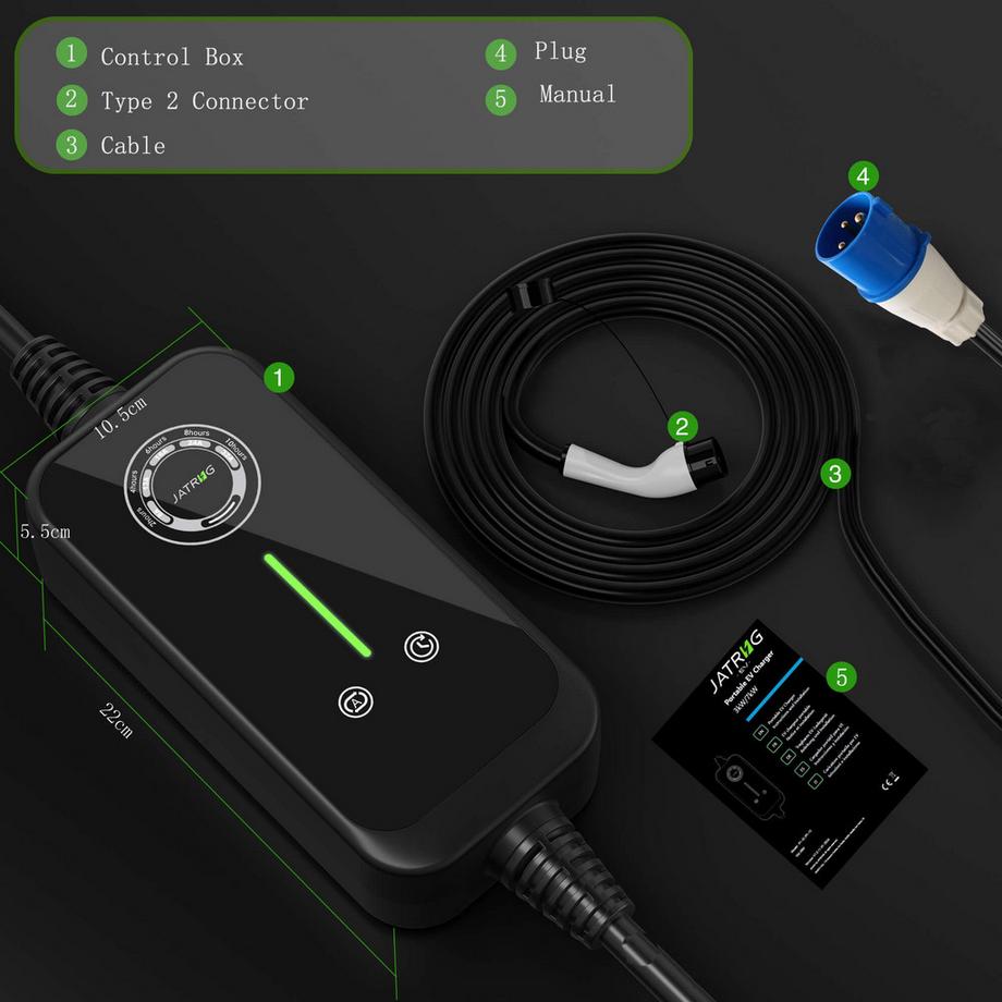 JATRHG  JATRHG EV Ladegerät 10M 7.2KW-1.5KW 32A|16A|13A|10A|8A Typ 2 Ladestation für Elektrofahrzeuge, 