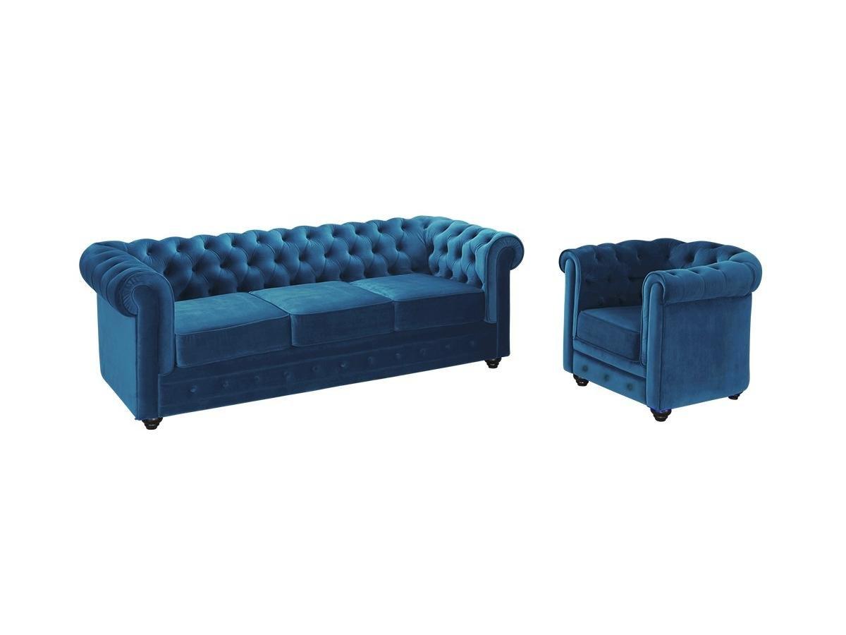 Vente-unique Couchgarnitur 3+1 CHESTERFIELD Samt  