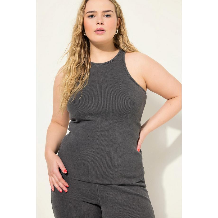 Studio Untold Tanktop Slim Shape Rippjersey Vintage Look  