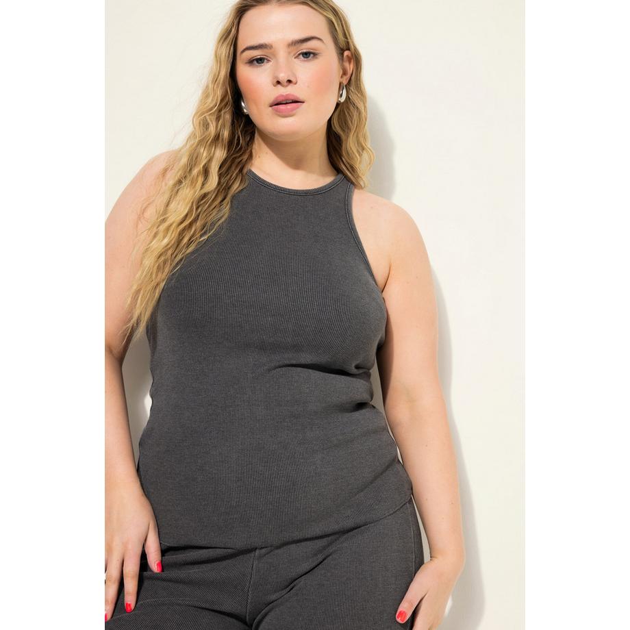 Studio Untold Tanktop Slim Shape Rippjersey Vintage Look  