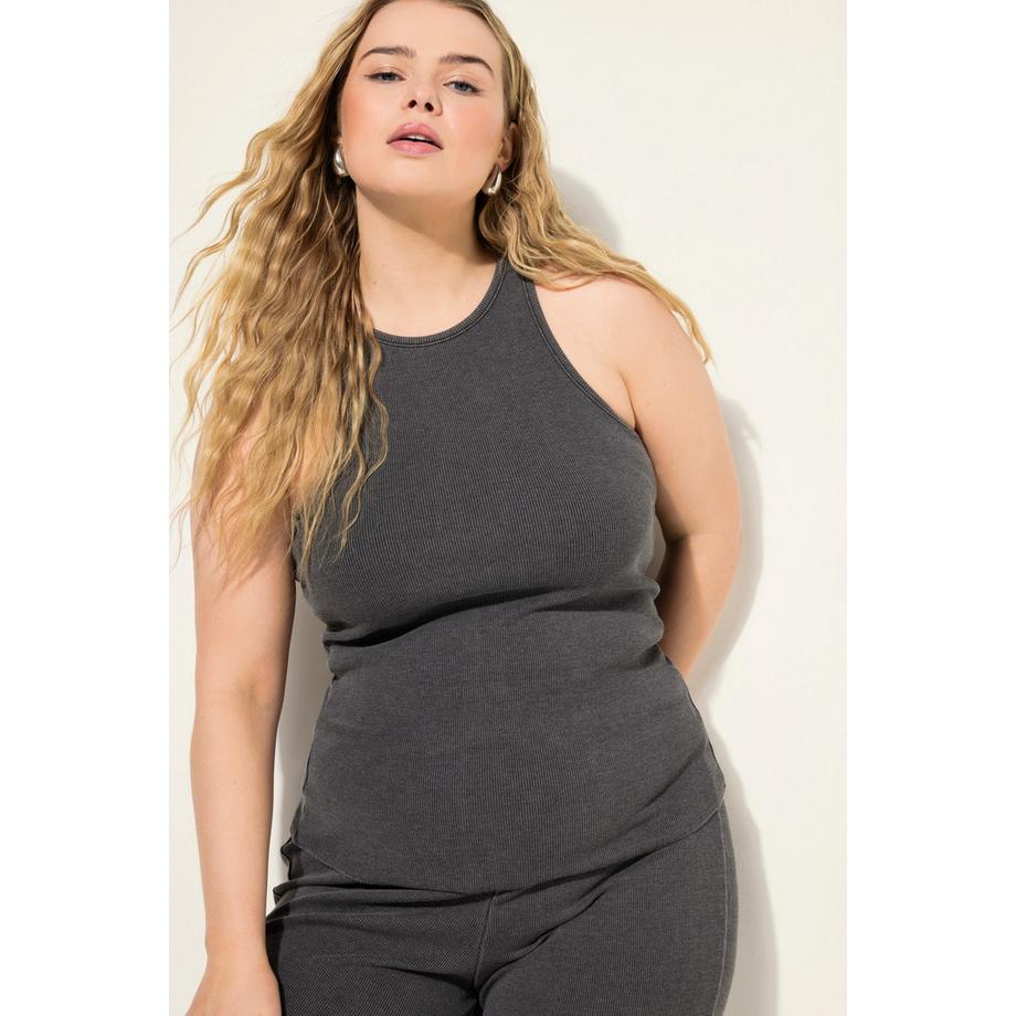 Studio Untold Tanktop Slim Shape Rippjersey Vintage Look  