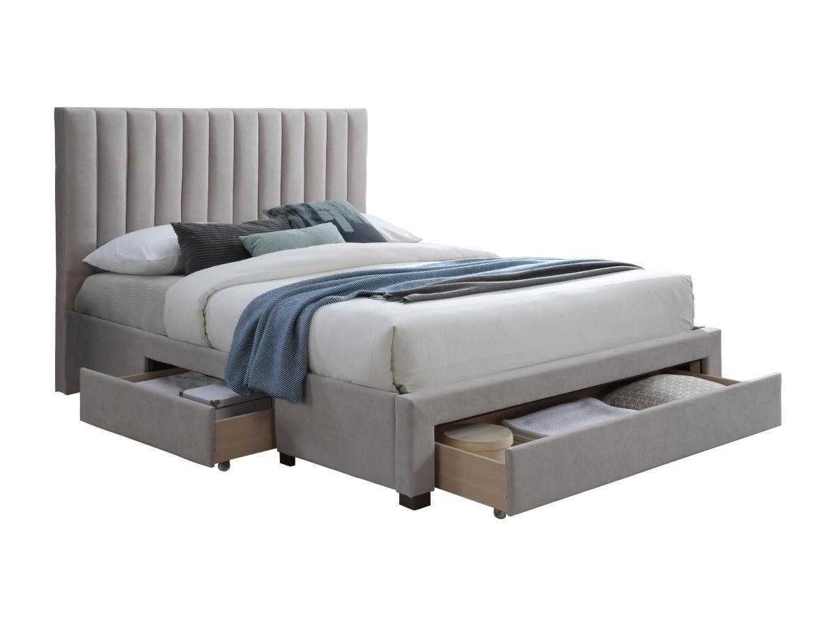 Vente-unique Letto con 3 cassetti 140 x 200 cm Tessuto Beige - LIAKO  