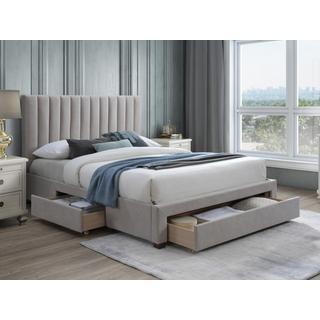 Vente-unique Letto con 3 cassetti 140 x 200 cm Tessuto Beige - LIAKO  