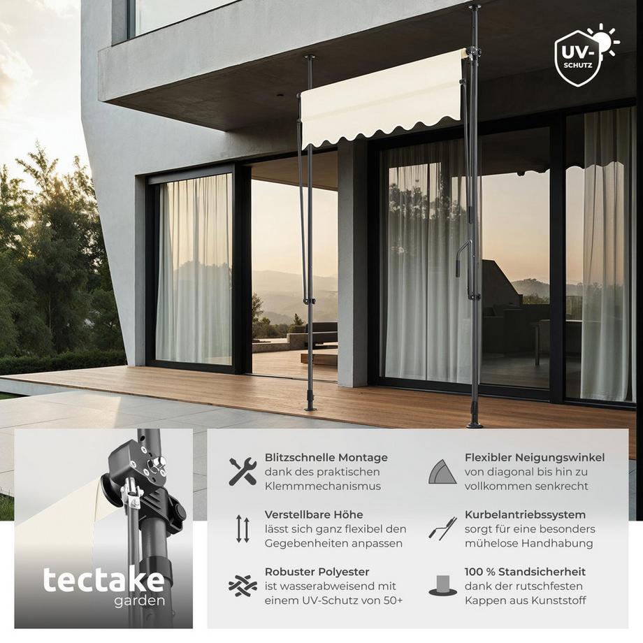 Tectake Tenda a morsetto  con manovella  