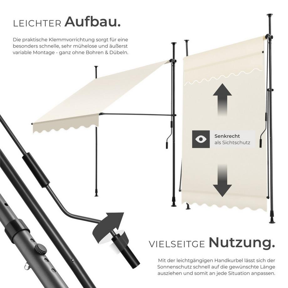 Tectake Tenda a morsetto  con manovella  