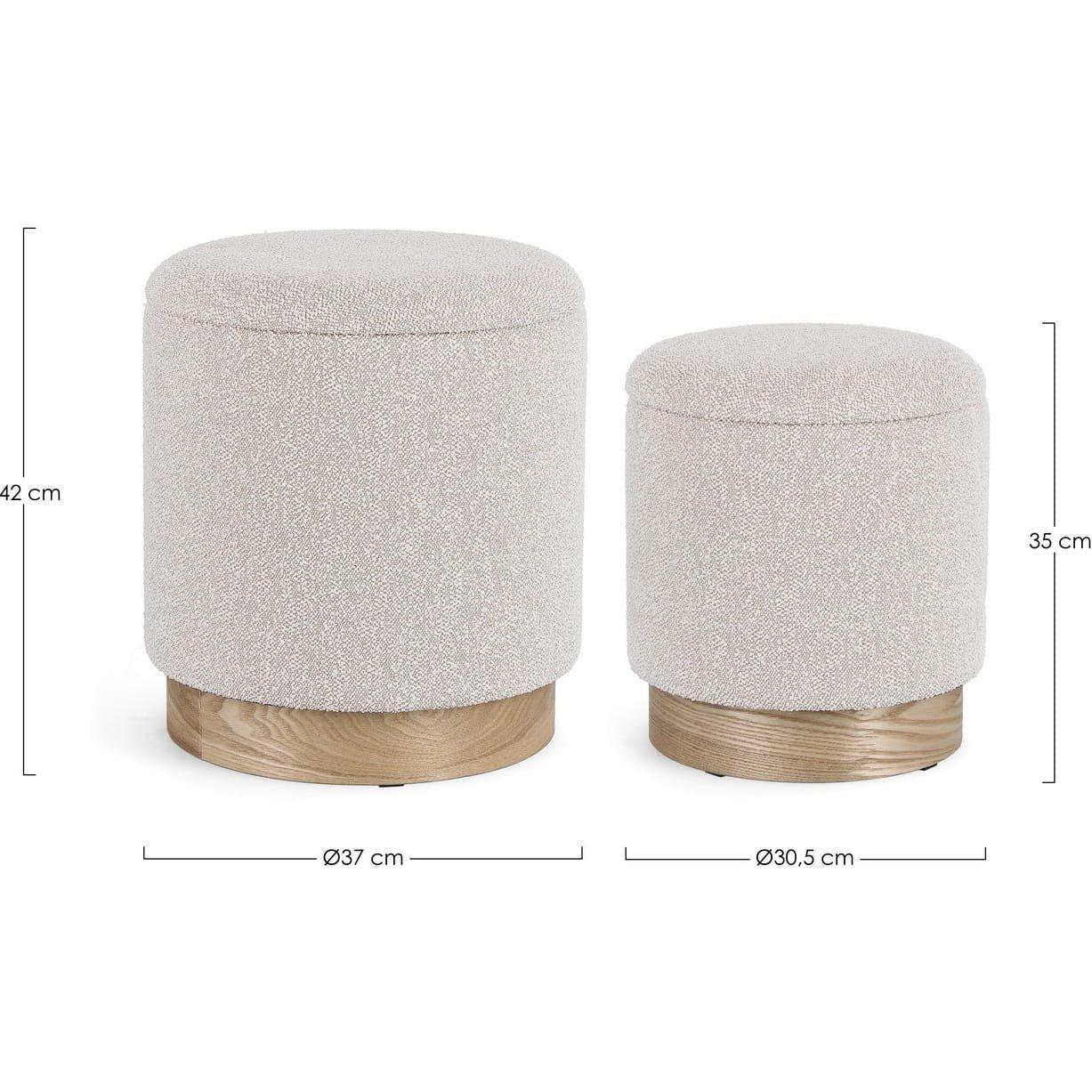 mutoni Pouf Zoya grigio chiaro (set di 2)  