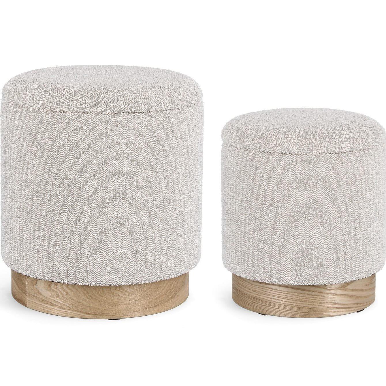 mutoni Pouf Zoya gris clair (lot de 2)  