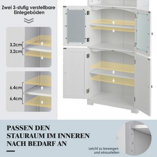 Northio Meuble de Salle de Bain Haut 163 cm Meuble de Rangement Autonome 60 x 30 x 163 cm Blanc  