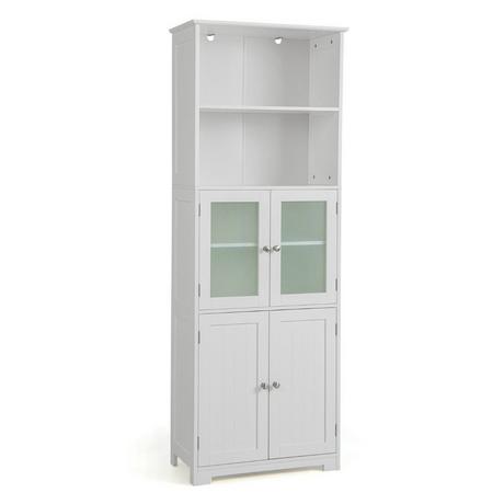 Northio Meuble de Salle de Bain Haut 163 cm Meuble de Rangement Autonome 60 x 30 x 163 cm Blanc  