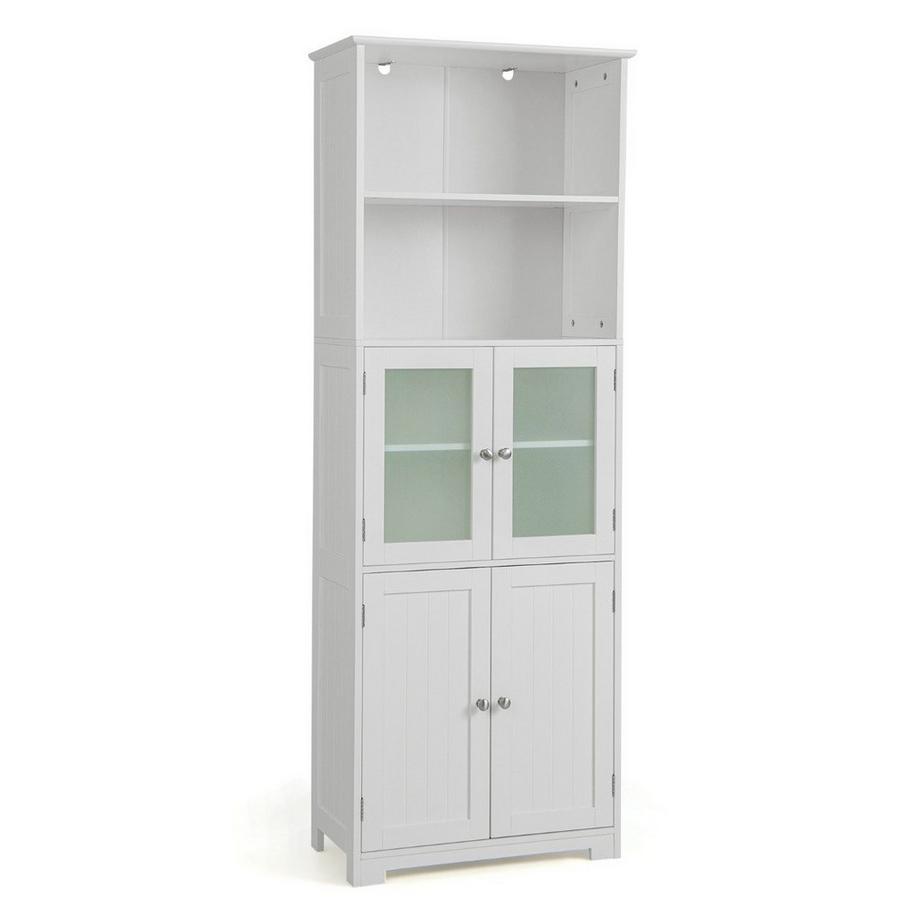 Meuble de Salle de Bain Haut 163 cm Meuble de Rangement Autonome 60 x 30 x 163 cm Blanc