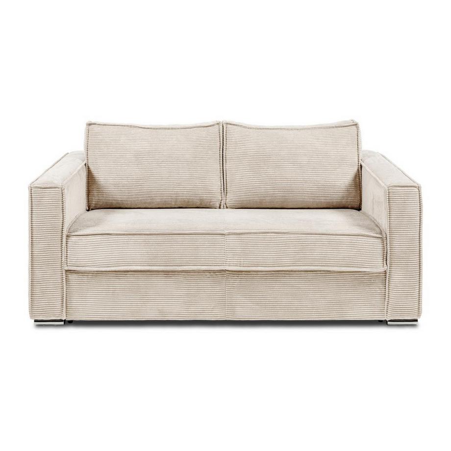 Vente-unique Schlafsofa mit Matratze 4-Sitzer - Cord - Beige - Liegefläche 160 cm - Matratze 22 cm - LORETO  