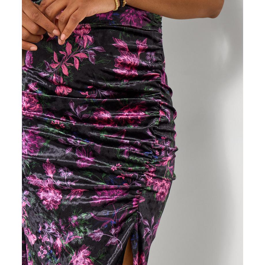 Joe Browns Velourskleid mit Blumenprint Wasserfallausschnitt Zierlich  