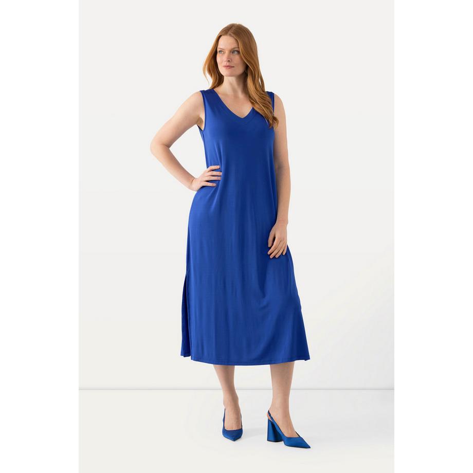 Ulla Popken Abito midi Slinky senza maniche scollo a V linea A  