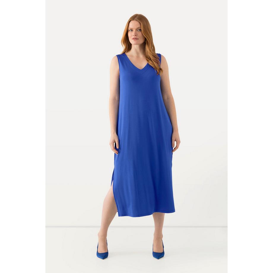 Ulla Popken Abito midi Slinky senza maniche scollo a V linea A  