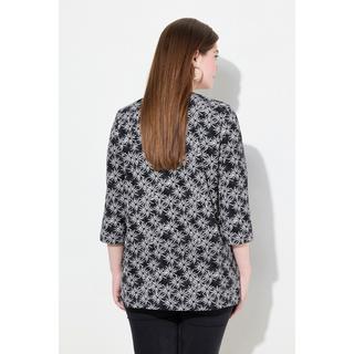 Ulla Popken  Shirt, Blüten, A-Linie, Rundhals, 3/4-Arm 