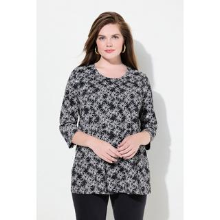 Ulla Popken  Shirt, Blüten, A-Linie, Rundhals, 3/4-Arm 