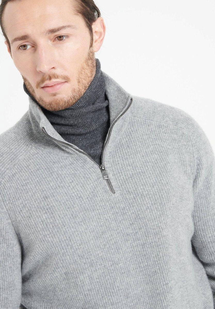 Studio Cashmere8  ZACH 2 Zip Funnel Neck Sweat Top - 100% Cashmere 