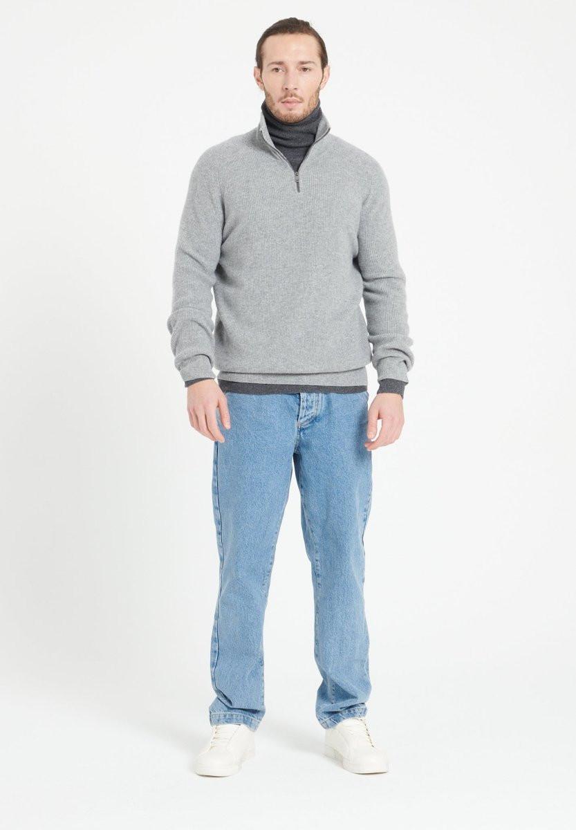 Studio Cashmere8  ZACH 2 Zip Funnel Neck Sweat Top - 100% Cashmere 