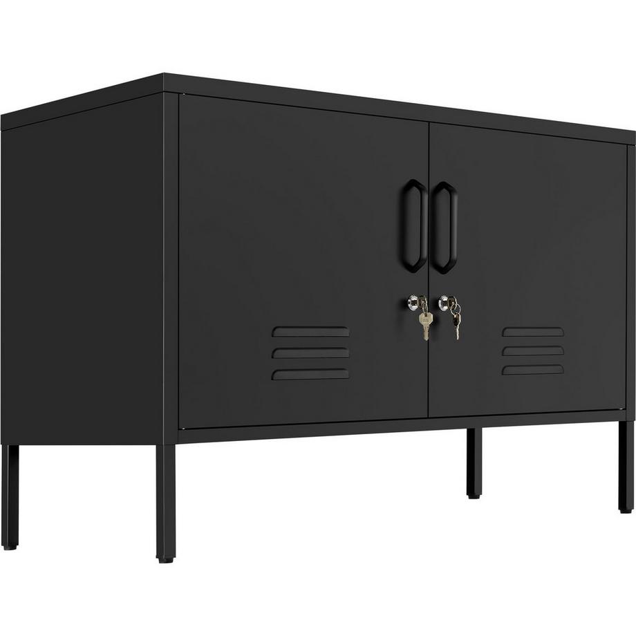 Tectake Sideboard Baker 2 Türen mit Magnetverschluss, einzeln abschließbar verstellbarer Zwischenboden  