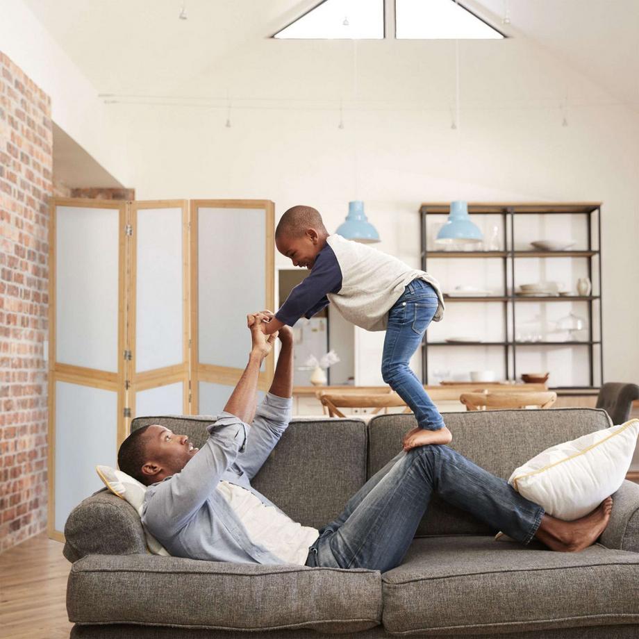 Northio Paravento in 3 parti con cornice in bambù  