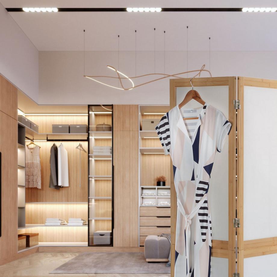 Northio Paravento in 3 parti con cornice in bambù  