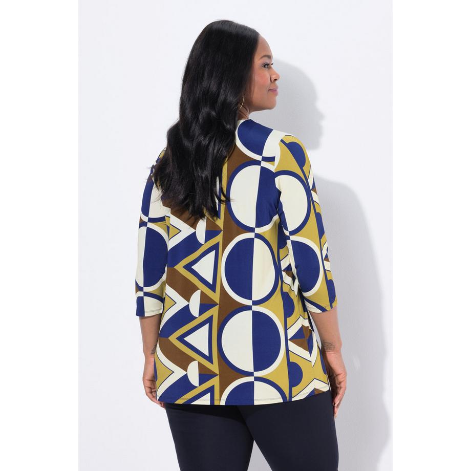 Ulla Popken Maglia Slinky Stampa Grafica Maniche 3/4 Scollo a V  