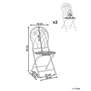 Beliani Lot de 2 chaises en Métal Rétro STIFFE  